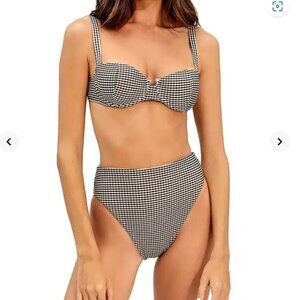 VIX PAULA HERMANNY lupita gingham bikini top NWT